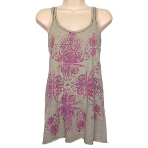 SCRAPBOOK ORIGINALS Purple Print Gray Sleeveless Racerback Tank Top Medium
